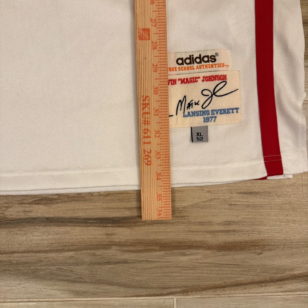 Adidas Magic Johnson Lansing Everett High School Vikings Jersey XL 52 White Red - Picture 6 of 10